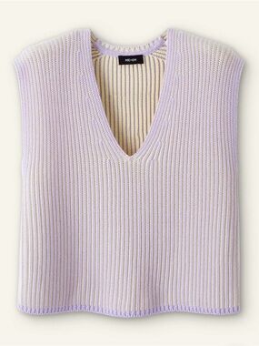 ME+EM Soft-Touch Rib Cotton Knit Sweater Vest purple size medium
